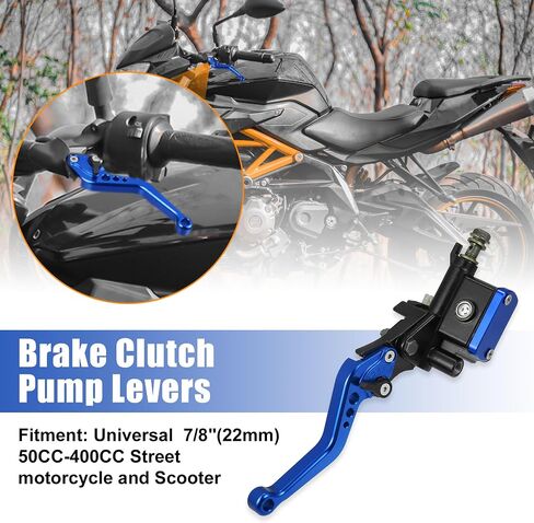 X AUTOHAUX Left Universal 7/8" 22mm Hydraulic Reservoir Motorcycle Brake Master Cylinder Lever Handle Bars for Honda Aluminum Alloy Blue in Saudi Arabia
