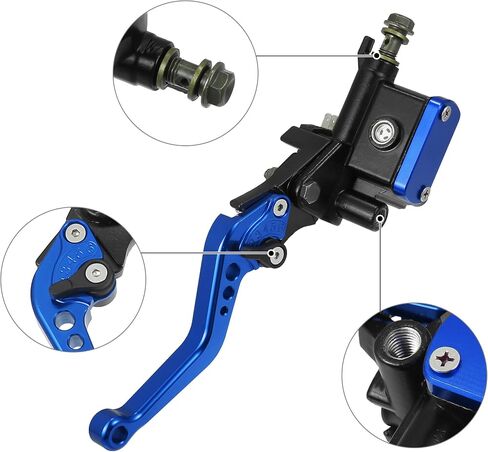 X AUTOHAUX Left Universal 7/8" 22mm Hydraulic Reservoir Motorcycle Brake Master Cylinder Lever Handle Bars for Honda Aluminum Alloy Blue in Saudi Arabia