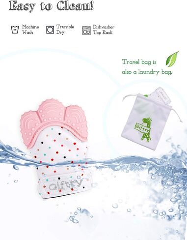 Giftty Baby Teething Mitten Chew Mitt Baby Teether Glove Teething Toy Self Soothing Teether, Teething Pain Relief Soothing Toy, Prevent Scratches Glove, for 0-6 Months Baby in Kuwait
