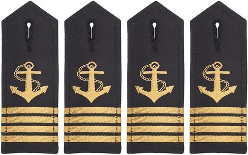 WEBEEDY 2 Pairs Shoulder Boards Epaulets Hardboard Anchor Shoulder Boards Badge Epaulets Captain Mate Navy Fleet Admiral Uniform Insignia Sliders Cosplay Epaulette Sliders, Four Bars Gold Stripes in Saudi Arabia