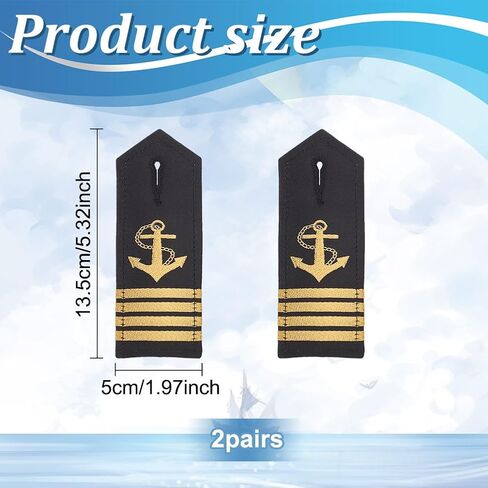 WEBEEDY 2 Pairs Shoulder Boards Epaulets Hardboard Anchor Shoulder Boards Badge Epaulets Captain Mate Navy Fleet Admiral Uniform Insignia Sliders Cosplay Epaulette Sliders, Four Bars Gold Stripes in Saudi Arabia