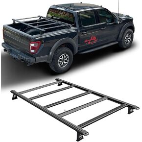Su ying Heavy Duty Aluminum Truck Bed Rack, with 5 Aluminum Longitudinal Bars, Installed to Form a Flat Cargo Basket, Perfect for Having Extra Cargo Bags, Camping Equipment, Canoeing, etc (Black) in Kuwait