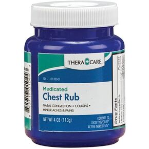 Thera Care Medicated Chest Rub | Cough suppressant | Relieves Nasal Congestion | Relieves Minor Aches and Pains | 4 oz.