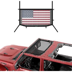 Covosun Mesh Sunshade Jeep Wrangler JL&JLU(2018-Current) 2 Door and 4 Door Front, Convenient Mesh Soft Top with Strong Straps for Jeep JL Sport, Sport S, Sahara, Rubicon (Black, Front)