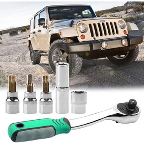 MOEBULB Install Removal Ratchet Wrench Torx Tool Kit Compatible with 2007-2019 Jeep Wrangler JL JK 2-4 Doors Hard Top & Door Replace 82214166AB 68361574AB