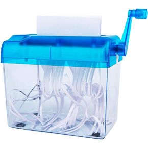 Mini Manual Shredder - Blue Office Portable Hand Paper Cutter for Paper/Notes/Bills/Portrait/Photos Fits A6 Size or Folded to A6 Size Capacity 1.5L Straight Cut