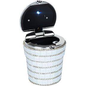eing Car Ashtray with Bling Bling Diamond Auto Cigarette Odor Smoke Remover Cylinder Cup Holder with LED Lamp,Black
