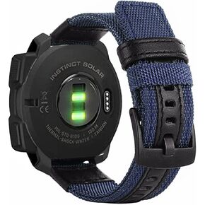 Rugged Nylon with Leather Bands Compatible with Garmin Instinct/Instinct 2 Solar, 22mm Sport Military Wristband for Garmin Instinct Tactical/Solar/Tide/Esports