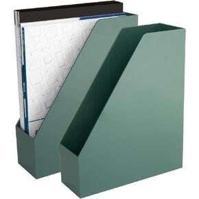 Vertical Organizer Box | Magazine File Holder | Colorful Modern Desk Accessories for Office, Home, or School 2-Pack (Sage Green)