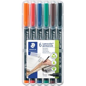 Staedtler Lumocolor Universal Pen, Felt Tip, Permanent Marker, Box of 8 Assorted Color Pens, 0.4mm 313 WP8