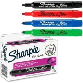 Sharpie Flip Chart Marker - Bullet Marker Point Style - Assorted Ink - Assorted Barrel - 4 / Set
