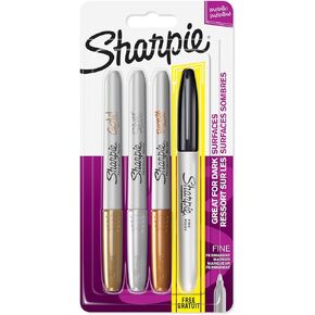 Sharpie Permanent Markers Fine Point For Bold Details Assorted Metallic Colours 3 Marker Pens
