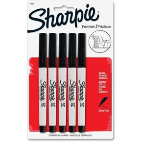Sharpie Products - Sharpie - Permanent Markers, Ultra Fine Point, Black, 5/Pack - Sold As 1 Pack - Extra precise, 0.2mm narrowed tip for extreme control and accuracy. - Permanent on most surfaces. -