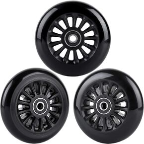 AOWESM Easy Roller Replacement Wheels w/Bearings ABEC-9 for Ez Rollers Classic Drifter Junior New Twist On A Classic Scooters - Set of 3 (Black)