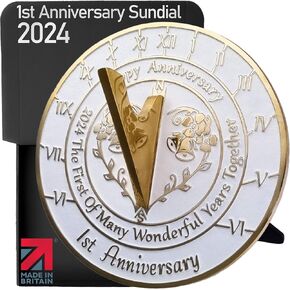 Anniversary Sundial Gift for A 1st Wedding Anniversary in 2024 - Recycled Metal Home Decor Or Garden Present Idea - Handmade in UK for Him, Her Parents Or Couples 1 Year Celebration