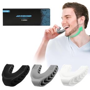 Jawline Exerciser for Men & Women –Jaw Exerciser –3 Resistance Levels Silicone Facial Exerciser – Powerful Jaw Trainer for Beginner, Intermediate & Advanced Users (Multicolor-A)