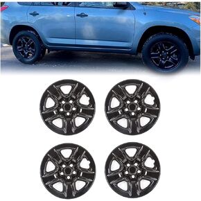 KUAFU Hubcaps Wheel Cover Skins Compatible with 2006-2012 Toyota RAV4 Gloss Black Wheel Skins Hub Caps Full Rims ABS Plastic 18 inch Set of 4