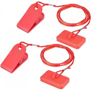 uxcell Fitness Magnet Key, 46x28mm Shell, 15mm Dia. Magnet, Universal Safety Lock for Most Treadmill, Red 2Pcs