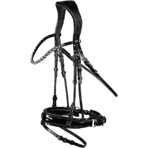 HORZE Clermont Ergonomic Padded Genuine Leather Snaffle Bridle for Horses | Flash Noseband Included - Dark Brown - Cob