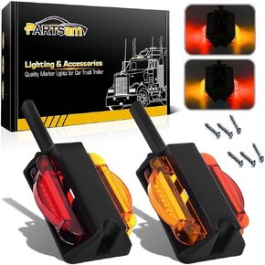 Partsam LED Trailer Fender Light Set [DOT Approved] 2 - Double Face 4" LED Marker Clearance Lights 7Diode