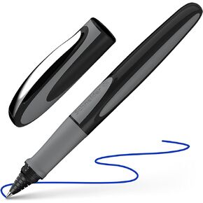 Schneider Ray Cartridge Rollerball Pen M (Medium), Refillable, Onyx Barrel, Royal Blue Erasable Ink Cartridge, Pack of 1 Pen (187807)