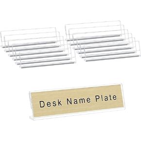 Acrylic 12 Pack Name Plates for Desks, AITEE 3x8.5 Clear Tent Name Plate Display for Office Conference, Reusable Name Tent Holder for Business Training Event