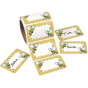 Fun Express Bumble Bee Name Tags (100Ct) - 1 Piece - Educational and Learning Activities for Kids