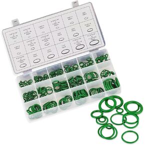 270 PCS Car Air-Conditioning Compression Sealing Ring, O-Shaped Circles Densely Sealing Cushion Kit, Air Sealing Connected Rubber Rings, Universal for Most Cars (Green)