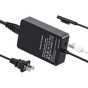 Surface Pro Charger for Microsoft Surface Pro 9, 8, 7+, 7, 6, 5, 4, X, Windows Surface Laptop 5, 4, 3, Studio, Surface Go, Surface Book 3, 2, 1, 65W Surface Laptop Charger