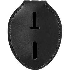 Police Badge Holder, Made of Cowhide, Universal, Black, Law Enforcement Badge Holder, Metal Clip and Chain Included (Police Badge Holder)