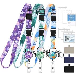 3 Pack Cruise Lanyards for Ship Cards, Adjustable Lanyards with Retractable Badge Reel, 6 Pack Waterproof ID Badge Holder and 3 Pack Phone Tether Tab