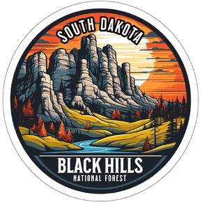 Black Hills National Forest Sticker South Dakota Vintage Nature Decal Vinyl Small Waterproof for Water Bottle Mug Passport Book Scrapbook Notebook Laptop Tumbler Computer Phone Size 4" Funny Gift