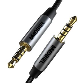 MMOBIEL 3.5mm Audio Male to Male Jack Aux Cable – 4-Pole TRRS Jacks – Aux to Aux Cable – Headphone Extension Cable – Audio and Microphone – Compatible with Headset, Earphone, Phone etc. – 3.3 Foot
