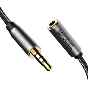 MMOBIEL 3.5mm Audio Male to Male Jack Aux Cable – 4-Pole TRRS Jacks – Aux to Aux Cable – Headphone Extension Cable – Audio and Microphone – Compatible with Headset, Earphone, Phone etc. – 3.3 Foot