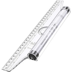 Rolling Ruler Plastic Parallel Rolling Ruler, Multifunctional Drawing Design Ruler for Measuring Drafting Student School and Office, 12 Inch (1)