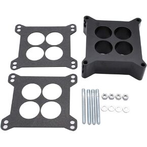 1 SET Black Carb spacers 2" Tall Ported Phenolic Carburetor Spacer Compatible with Holley 4150/4160 4bbl. SBC BBC Carb