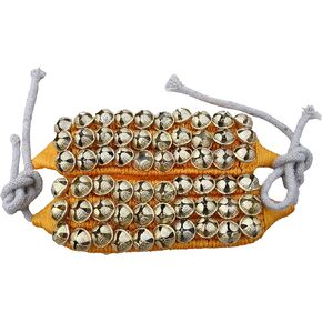 MBI Ankle Bells Bharatnatyam Ghungroo and kathak dancing Anklet (Ghungroo) |Musical Instrument Dancing gear| Indian Classical Dancers Anklet (Yellow Padded 3 Row with 60 Bells)