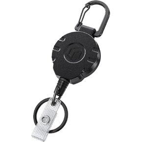 Uniclife Retractable Keychain for Badge Holder Heavy Duty Badge Reel for up to 8 oz Strong ABS Casing with Stainless Steel Spring Coil 31.5 Inch Steel Wire Rope Carabiner Clip and Key Ring