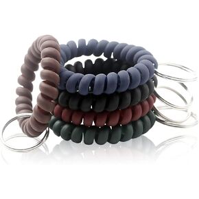 BIHRTC 5 Color Wrist Keychain Plastic Spring Flexible Spiral Wrist Coil Stretchable Wrist band Wristlet Bracelet Wrist Coil Key Chains Key Holder Key Ring for ID Badge Sauna Outdoor Sport