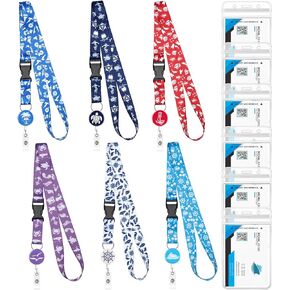 4 Pack Cruise Lanyards Set for Ship Cards, with Retractable Badge Reel Waterproof Luggage Tag Holders Id Card Holders, Sea-Themes Pattern for All Cruises Ticket Key Cards Luggage Tag