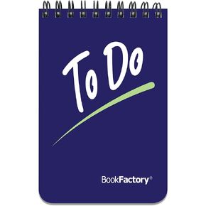 BookFactory to Do List Notebook/Mini to Do Journal/Pocket ToDo List Notepad، 120 صفحة - 3 1/2 بوصة × 5 1/4 بوصة، غطاء شفاف سميك متين، ربط علوي بسلك O (JOU-120-M3CWT-A) (لكى يفعل))