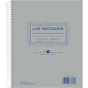 ROARING SPRING Science Lab Notebook, 4x4 Graph Ruled, 50 Numbered Carbonless Sets, 11" x 9", White/Blue Paper, Proudly Made in USA, Hard Board Cover