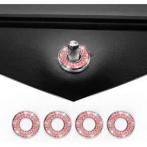 Fogfar Pack-4 Rhinestones Car Door Lock Cover Stickers, Bling Pull Rod Bolt Stickers, Car Door Bolt Cover Sticker Decoration Stickers, for Mercedes-Benz A/B/C/E Class GLK GLA GLC (Black)