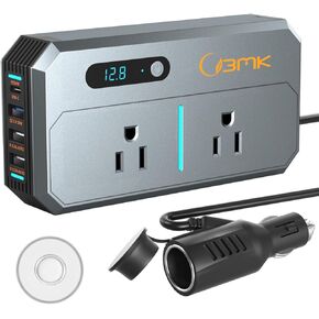 BMK 200W Car Inverter DC 12V to 110V AC Power Inverters for Vehicles with PD 30W USB-C, Dual USB Ports and QC3.0 Fast Charging Ports Car Charger Adapter