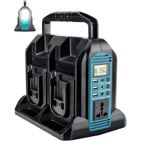 محول طاقة 350 واط لبطارية ماكيتا 18 فولت، 4 منافذ تيار مستمر 18 فولت إلى تيار متردد 110-120 فولت عاكس بطارية مع 3 منافذ USB-A، 1 منفذ USB-C، ضوء LED 300 لومن للتخييم في الهواء الطلق والسفر والصيد في حالات الطوارئ (أداة فقط) in Kuwait