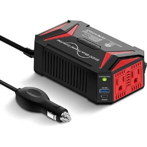 BESTEK 300Watt Pure Sine Wave Power Inverter [30W PD USB-C] Car Adapter DC 12V to AC 110V with QC3.0 USB Ports, Multi-Protection Car Charger Power Inverter for Vehicles