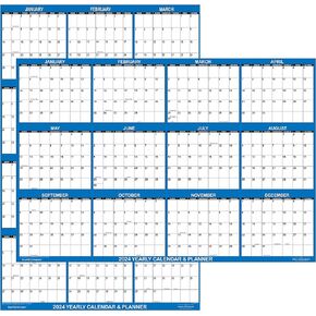 تقويم حائط ورقي مطوي من SwiftGlimpse 24 بوصة × 36 بوصة مقاس 24 بوصة × 36 بوصة، مخطط حائط سنوي كبير لمدة 12 شهرًا، قابل للعكس، أفقي/عمودي، أزرق داكن in Kuwait