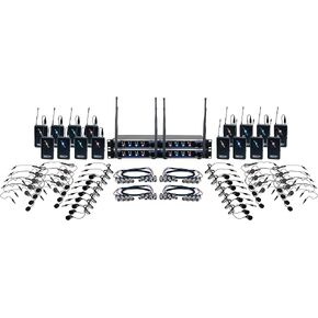 VocoPro 16 Channel UHF Wireless Headset & Lapel Mic System with Mic-On-Chip Technology, Black, 14.00 x 18.00 x 24.00