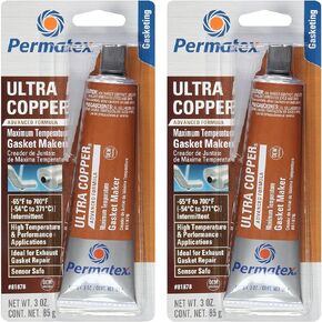 Permatex 81878 3 Oz Ultra Copper RTV Silicone Gasket Maker (2 Pack)