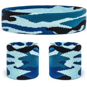 Suddora Camo Headband/Wrist Band Set - Camouflage Sweatbands for Basketball, Tennis, Working Out, Gym